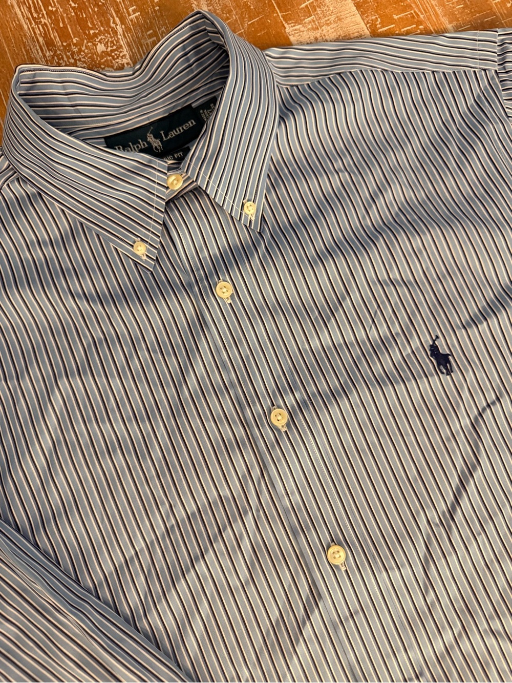 Polo by Ralph Lauren Blue and White Striped Button-Down Shirt Size 17 (34/35)